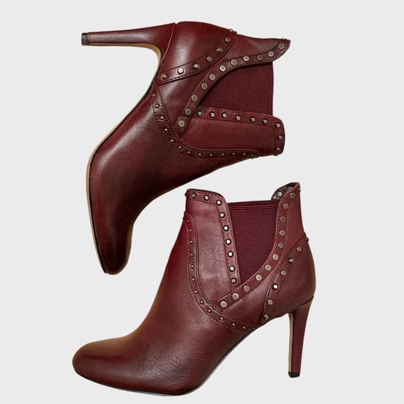 Vince Camuto Consheta Studded Claret Burgundy Red Leather Boots, Women’s… - Picture 4 of 11